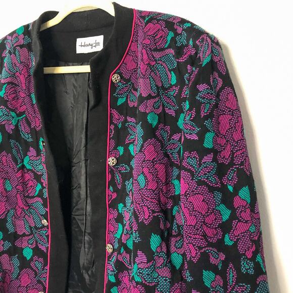 Heury Lee Vintage 1980s Floral Blazer Open Front XXL - Picture 2 of 4